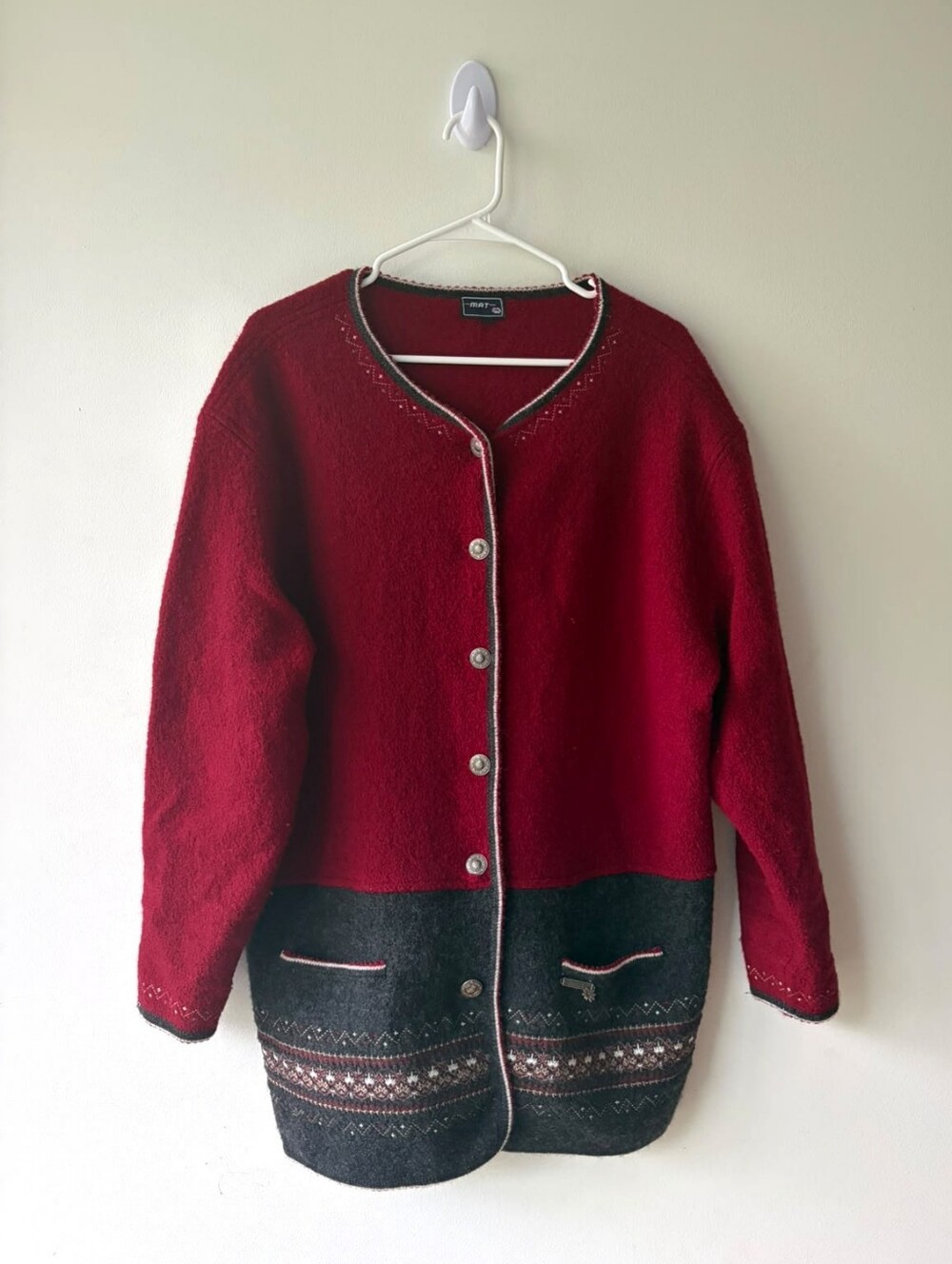 Vintage MAT 100% Boiled Wool Jacket / Cardigan